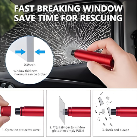 3 in 1 Temporary Car Parking Sign - Safety Hammer, Seat Belt Cutter and Window Breaker