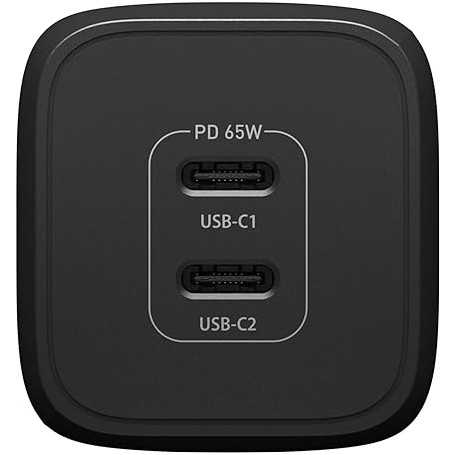 Adaptateur secteur OtterBox standard EU USB-C PD avec 2 ports 65 W - Noir