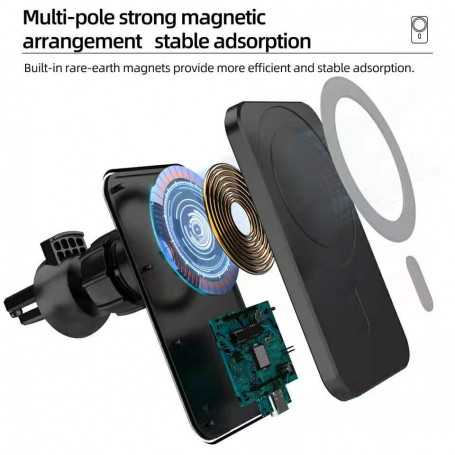 Chargeur Sans Fil Magsafe avec Support Grille d'Aération 15W (Compatible)
