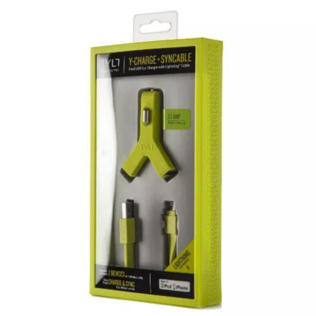Kit chargeur de voiture USB*2 + câble Lightning TYLT 2,1A MFi