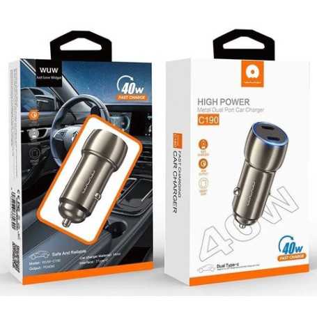 18W USB + 20W USB-C Black Car Charger - C146 (WUW)