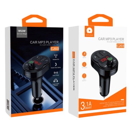 Chargeur allume-cigare MP3 + USB 3.1A Noir - C203(WUW)