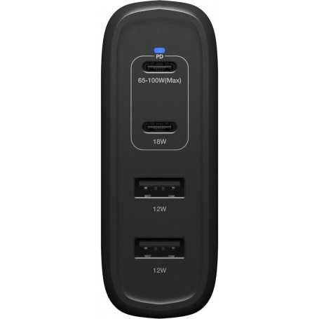 Adaptateur secteur OtterBox standard USB-C PD GaN 4 ports 100 W - Noir