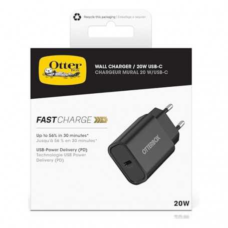 Adaptateur secteur mural OtterBox Standard EU USB-C PD 20 W - Noir