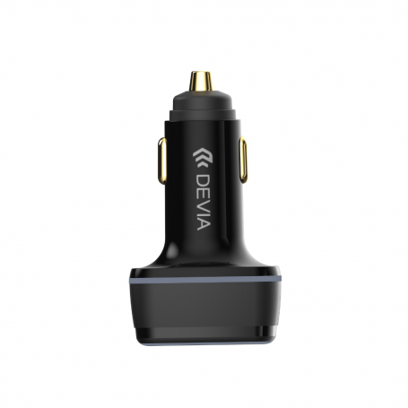 Chargeur de voiture entièrement compatible avec 1 port USB et 2 ports USB-C 115 W - Série Devia Extreme Speed - Noir