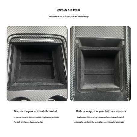 Coffre de rangement caché pour Tesla Model 3/Y - Console centrale