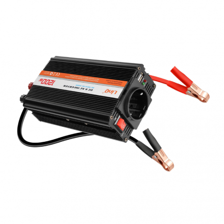 Convertisseur de tension LinQ 1200 W 12 V/220 V USB + prise UE P1200 W Noir