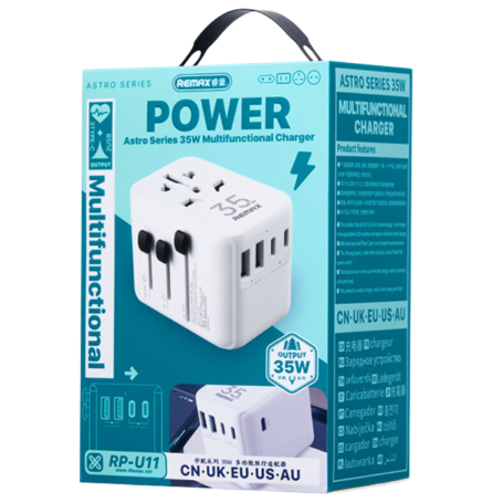 Chargeur multifonction REMAX Astro Series RP-U11 35 W (Royaume-Uni, États-Unis, UE, Australie et Chine) - Blanc