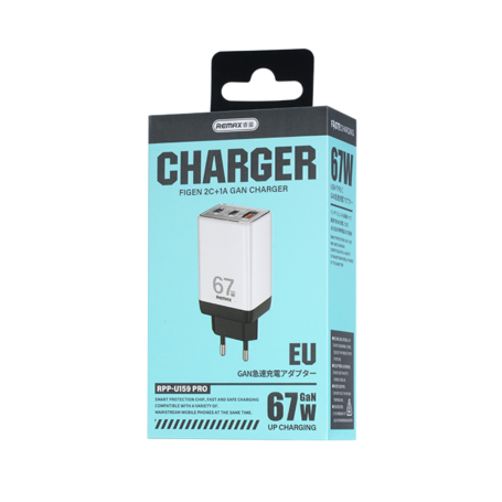 Chargeur de voyage REMAX Figen 67 W GaN Type-C + USB RP-U159PRO - EU - Blanc