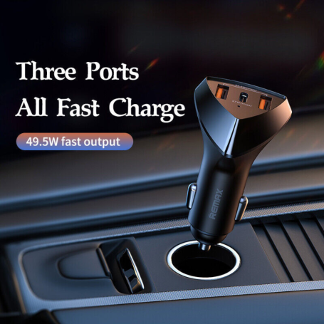 Remax RCC323 Alien III Series 49.5W 2 USB Ports & 1 Type-C Port Car Charger - Black