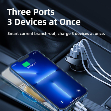 Remax RCC323 Alien III Series 49.5W 2 USB Ports & 1 Type-C Port Car Charger - Black