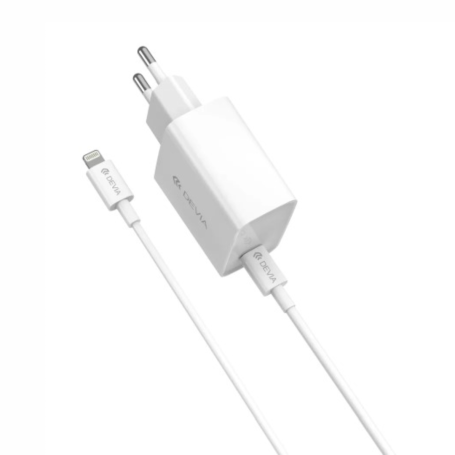 Kit de chargeur Devia Rocket Series 45 W avec câble Type-C vers Type-C - Blanc