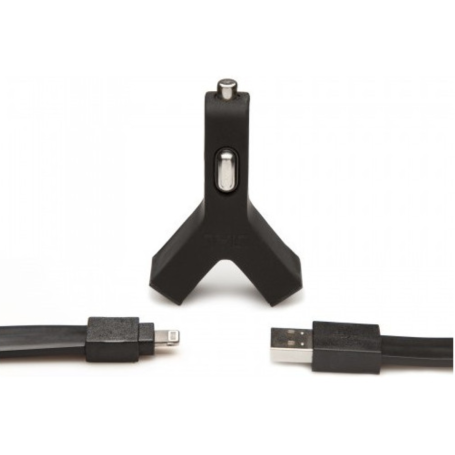 Kit chargeur de voiture USB*2 + câble Lightning TYLT 2,1 A MFi - Noir