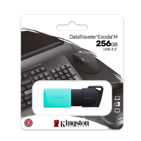 Kingston DataTraveler Exodia M USB-A 3.2 DTXM/256GB USB Flash Drive - Black + Turquoise (Original)